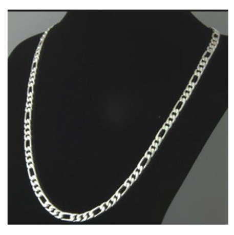 Quality Filled Flashing 4mm Figaro Unisex 925 Sterling Silver Neck Chain
