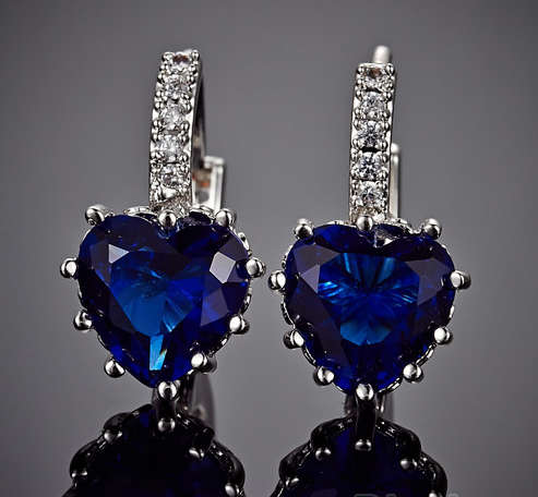 Charming Heart Shape Diamond Crystal Set in 14ct White Gold Imported Filled Earrings