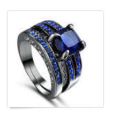 Charming Cr. Blur Sapphire in 14Kt Black Gold Wedding/Engagement \Set Imported Filled Jewellery