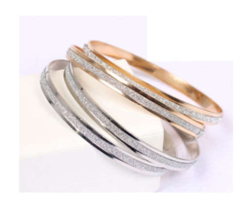 Gorgeous 6mm Imported 2 Gold or 2 Silver Glitter Bangles