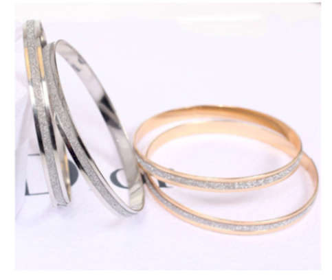 Gorgeous 6mm Imported 2 Gold or 2 Silver Glitter Bangles