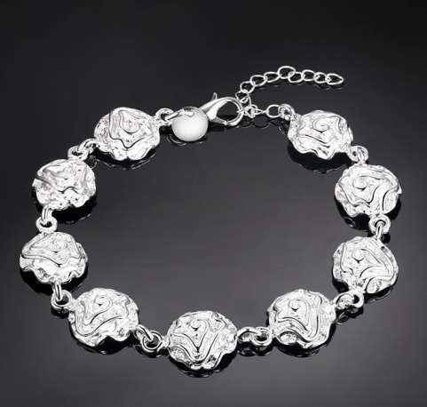 Attractive 925 Sterling Silver Rose Bracelet Imported Quality Filled Jewellery