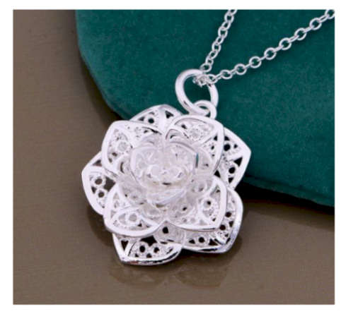 Fabulous 925 Sterling Silver Flower Pendant & Free Matching Neck Chain Imported Filled Jewellery