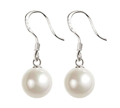Tommy 925 Sterling Silver 8mm Sim Pearl Dangle Earrings Imported Filled Jewellery