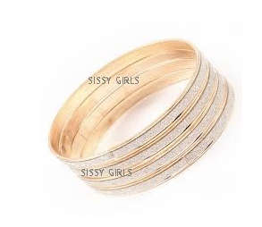 Gorgeous 6mm Imported 2 x Gold Imported Glitter Bangles