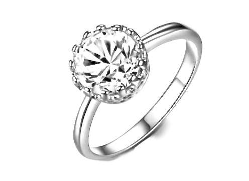 Exquisite  Cr White Diamond Set in 925 Sterling Silver Ring Imported Filled Jewellery