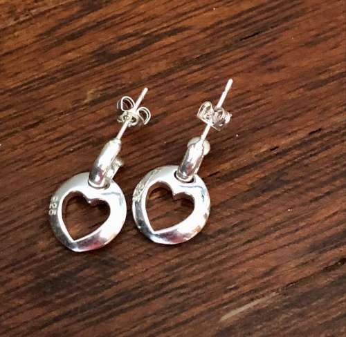 Amazing Dangling Heart Shape 925 Sterling Silver Earrings Imported filled Jewellery