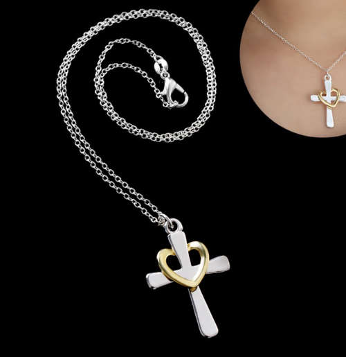 Gorgeous 925 Sterling Silver Cross with Crown & Matching Neck Chain Imported Filled Jewellery