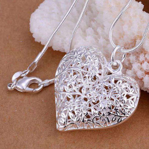 Exquisite 925 Sterling Silver Heart Shape Pendant & free 925 Matching Chain Imported Filled Jewels