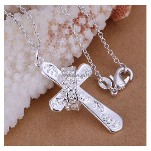 Gorgeous 925 Sterling Silver Cross with Crown & Matching Neck Chain Imported Filled Jewelry