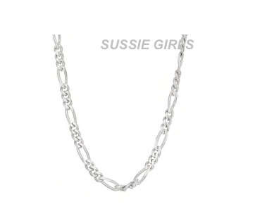 Stylish 2mm Figaro Unisex 925 Sterling Silver Neck Chain Imported Filled Jewellery