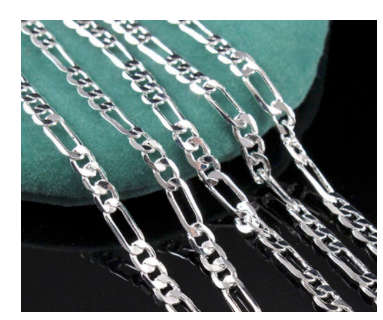Stylish 2mm Figaro Unisex 925 Sterling Silver Neck Chain Imported Filled Jewellery