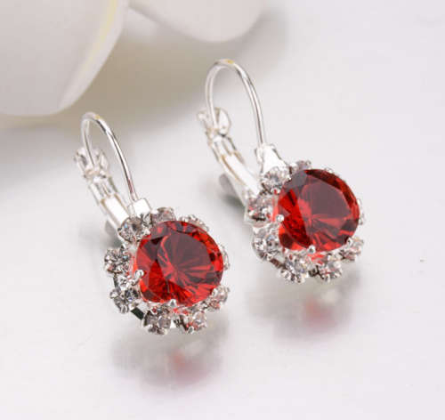 Charming Imported Simulated Garnet in 925 Sterling Silver Imported Filled Earrings