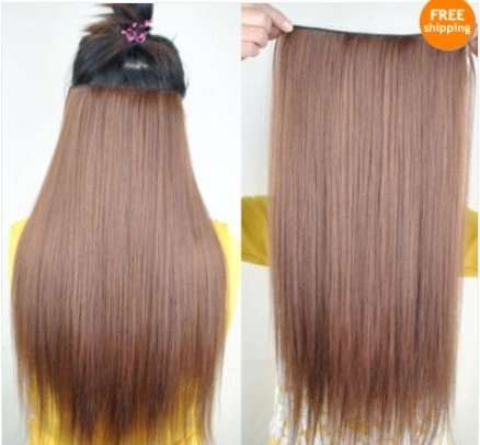 One Piece with 5 Clip in Hair Extensions LIGHT BROWN