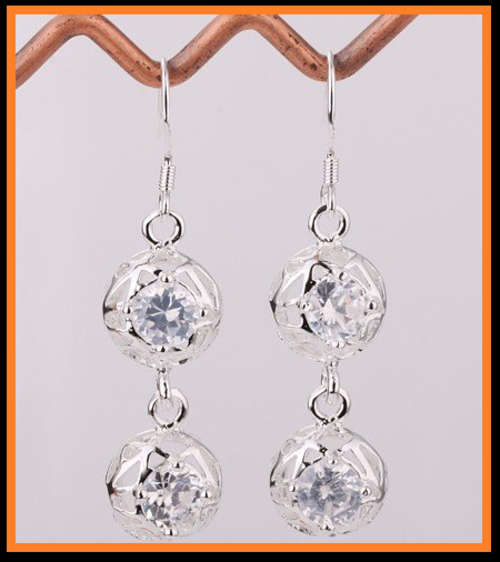 Dangling 925 Silver Crystal Earrings
