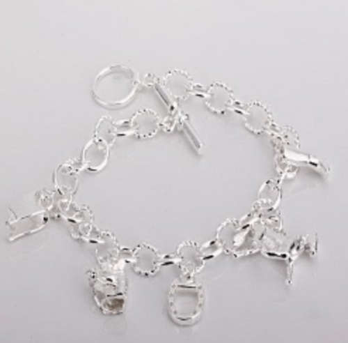 @@@@ BRILLIANT .925 SILVER CHARM BRACELET @@@@