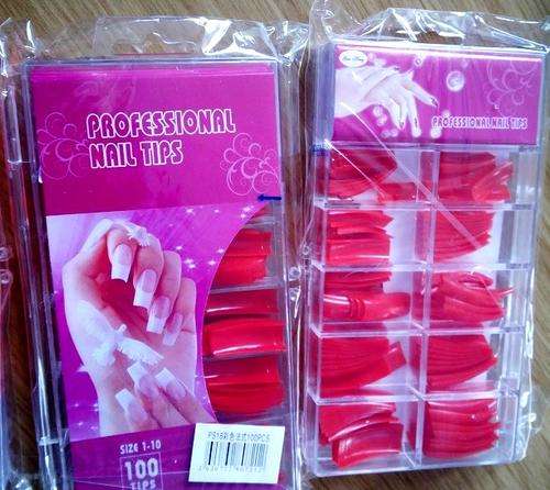 100 RED Pre Design Acrylic Nail Tips