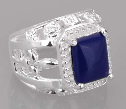 EXQUISITE .925 STERLING SILVER BLUE GEMSTONE RING