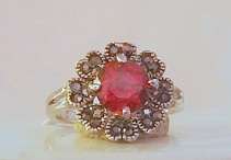 RUBY AND ONYX SIMULANTS SET IN .925 STERLING SILVER RING