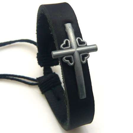 UNISEX GENUINE LEATHER WITH CROSS BRACELET