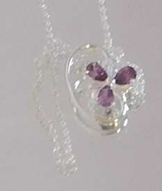 NEW ARRIVAL 3 AMETHYST PENDANT WITH .925 STERLING SILVER CHAIN