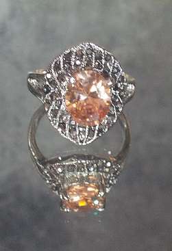 OVAL CUT CITRINE CZ SET IN AWESOME ANTIQUE SILVER RING
