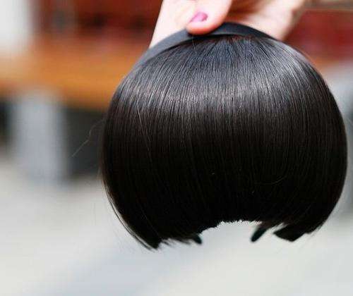Women's  False Fringe Invisible On Hair Alice Band J1740 BLACK # 2