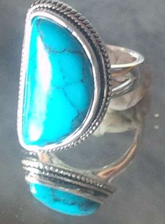 TRENDY and SEXY TURQUOISE GEMSTONE SET IN .925 STERLING SILVER