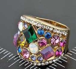 FRUIT SALAD DIAMOND SIMULANTS GOLD RING