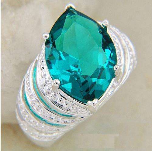 Bright Green Amethyst cz set in .925 Sterling Silver Ring