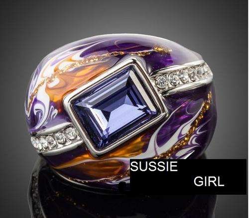 ABSOLUTELY MAGNIFICENT 18KGP WHITE GOLD PURPLE RING