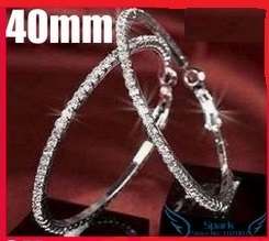 GORGEOUS PLATED 925 STERLING SILVER SWAROVSKI CRYSTAL EARRING