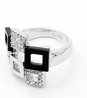 Fashion Geometric Ring 18KGP Platinum Made with Genuine Austrian Crystals