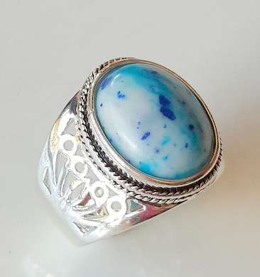 BOLD AND UTTERLY BEAUTIFUL JASPER IMPRESSION STERLING SILVER RING