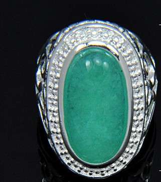 Elegant Polished Simply Style Natural Green Amazonite Silver Ring