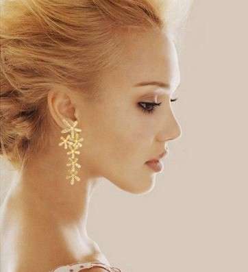 Golden Five Leaf Flowers Fully-Jewelled Earrings