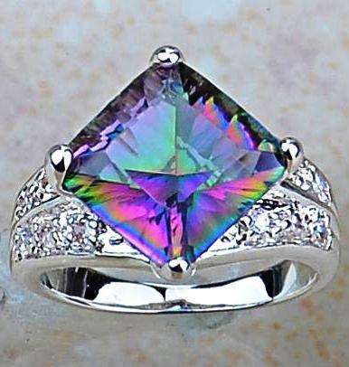 SWIRL,MODERN AND FEMININE RAINBOW TOPAZ RING