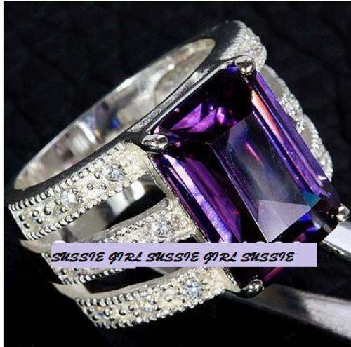 NATURAL AMETHYST SILVER RING #SIZE 7