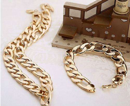 NEWLY IMPORTED CLASSY SOLID 18CT GOLD FILLED NECK & BRACELET SET
