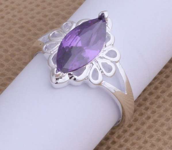 Marquise Cut Amethyst 925 Impression Ring