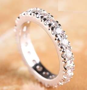 EXQUISITE 925 ETERNITY DIAMOND RING # SIZE 6