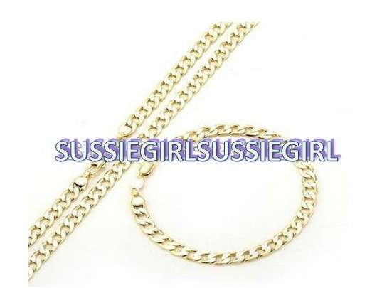 NEWLY IMPORTED CLASSY 6mm SOLID 18CT GOLD FILLED NECKLACE and BRACELET SET