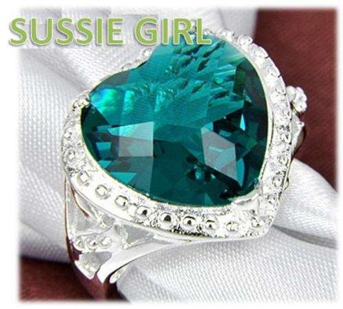 Heart Shape Amethyst Set in 925 Sterling Silver Ring # Size 9