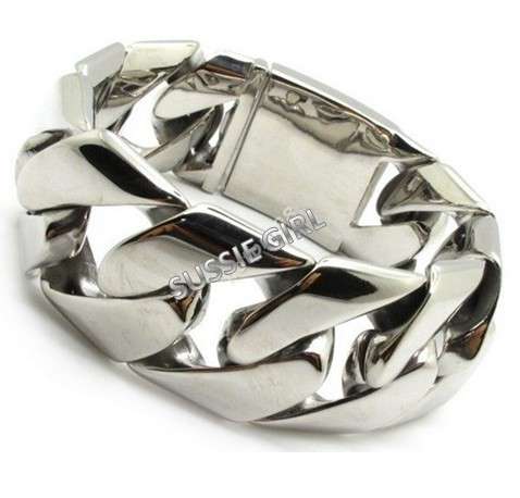 30mm Huge&Heavy Silver Stainless Steel Cool Silver Links Chain Bracelet