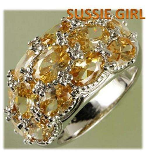Gorgeouse Tourmaline & White Topaz 925 Sterling Silver Ring # Size 7