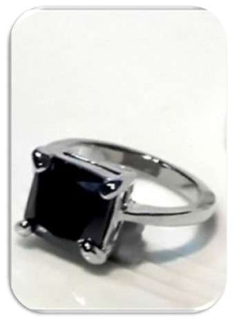 Faceted Onyx Set In 18ct Platinum Rolled Gold
