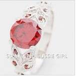 Petite Yet Sexy 18ct Platinum Gold Filled Ruby Red Spinal Impression Ring #Size 7