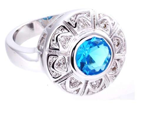 Latest Fashion Crystal Blue Lab Diamond Set 925 Sterling Silver Ring #Size 7