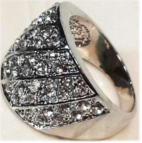 Cultured Diamonds Set in 18ct Platinum Rolled Gold Ring #Size 6 /10