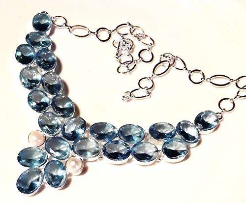 Impressive Genuine Austrian Crystal &Pearl Impression  Silver Necklace